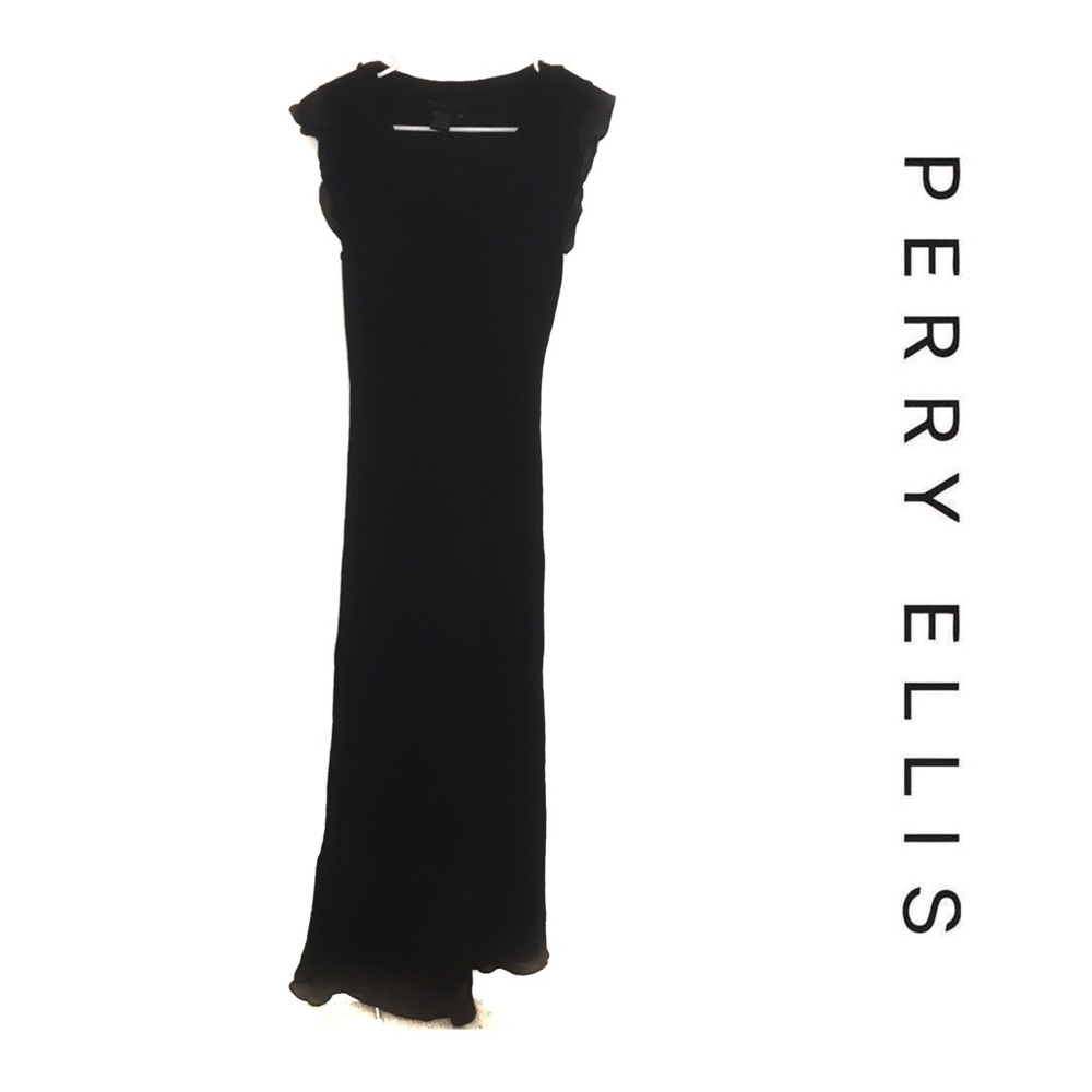 Perry Ellis Black Silk Maxi Dress